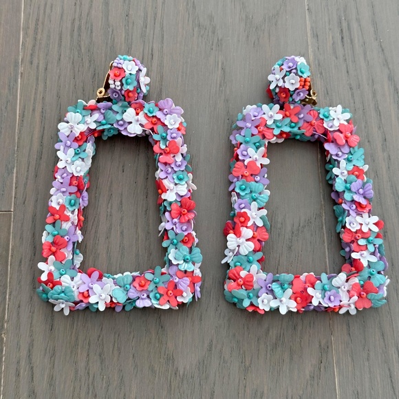 Sachin + Babi Jewelry - Sachin & Babi Spring Multi Fleur Dusk Earrings Beaded Floral Large Hoops $295
